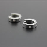 Maxbell 2pcs Crystal Stainless Steel Mens Huggie Hoop Earrings Huggie Snap Earrings