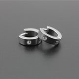 Maxbell 2pcs Crystal Stainless Steel Mens Huggie Hoop Earrings Huggie Snap Earrings