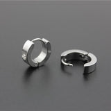 Maxbell 2pcs Crystal Stainless Steel Mens Huggie Hoop Earrings Huggie Snap Earrings