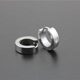 Maxbell 2pcs Crystal Stainless Steel Mens Huggie Hoop Earrings Huggie Snap Earrings
