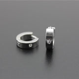 Maxbell 2pcs Crystal Stainless Steel Mens Huggie Hoop Earrings Huggie Snap Earrings