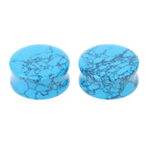 Maxbell 1Pair Round Ear Plug Ear Gauge Expander Flesh Tunnel Stretcher Body Jewelry 19mm Blue Turquoise