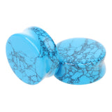 Maxbell 1Pair Round Ear Plug Ear Gauge Expander Flesh Tunnel Stretcher Body Jewelry 19mm Blue Turquoise