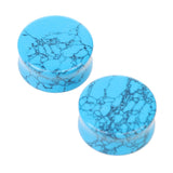 Maxbell 1Pair Round Ear Plug Ear Gauge Expander Flesh Tunnel Stretcher Body Jewelry 19mm Blue Turquoise