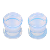 Maxbell 1Pair Round Ear Plug Ear Gauge Expander Flesh Tunnel Stretcher Body Jewelry 6mm White Opal