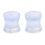 Maxbell 1Pair Round Ear Plug Ear Gauge Expander Flesh Tunnel Stretcher Body Jewelry 6mm White Opal