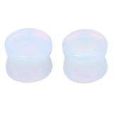 Maxbell 1Pair Round Ear Plug Ear Gauge Expander Flesh Tunnel Stretcher Body Jewelry 16mm White Opal