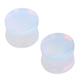 Maxbell 1Pair Round Ear Plug Ear Gauge Expander Flesh Tunnel Stretcher Body Jewelry 16mm White Opal