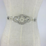 Maxbell Lady Jewelry Bridal Wedding Dress Belt White Ribbon Crystal Sash Bridal Belt