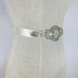 Maxbell Lady Jewelry Bridal Wedding Dress Belt White Ribbon Crystal Sash Bridal Belt