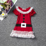 Xmas Gift Santa Claus Baby Girls Lace Ruffles Gown Party Dress Outfits 80cm