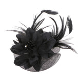 Maxbell Lady Feather Fascinator Flower Veil Hat Hairband Wedding Costume Black