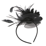 Maxbell Lady Feather Fascinator Flower Veil Hat Hairband Wedding Costume Black