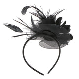 Maxbell Lady Feather Fascinator Flower Veil Hat Hairband Wedding Costume Black