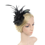 Maxbell Lady Feather Fascinator Flower Veil Hat Hairband Wedding Costume Black