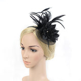 Maxbell Lady Feather Fascinator Flower Veil Hat Hairband Wedding Costume Black