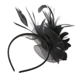 Maxbell Lady Feather Fascinator Flower Veil Hat Hairband Wedding Costume Black