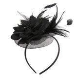 Maxbell Lady Feather Fascinator Flower Veil Hat Hairband Wedding Costume Black