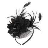 Maxbell Lady Feather Fascinator Flower Veil Hat Hairband Wedding Costume Black