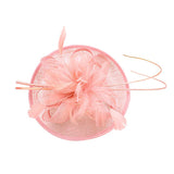 Women Girls Party Charms Bridal Fascinator Hairclip Wedding Headpiece Feather Hairpin Hair Decor Accessory Pink