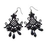 Maxbell Fashion Black Lace Jewellery Dangle Earrings w/ Beads Elegant Lolita Decor