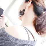 Maxbell Fashion Black Lace Jewellery Dangle Earrings w/ Beads Elegant Lolita Decor