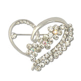 Maxbell Luxury Rhinestone Love Heart Charms Brooches Pins Jewelry Silver Tone Decorations