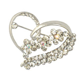 Maxbell Luxury Rhinestone Love Heart Charms Brooches Pins Jewelry Silver Tone Decorations