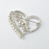 Maxbell Luxury Rhinestone Love Heart Charms Brooches Pins Jewelry Silver Tone Decorations