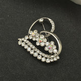 Maxbell Luxury Rhinestone Love Heart Charms Brooches Pins Jewelry Silver Tone Decorations