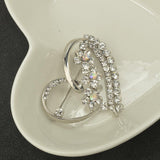 Maxbell Luxury Rhinestone Love Heart Charms Brooches Pins Jewelry Silver Tone Decorations