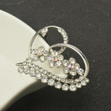 Maxbell Luxury Rhinestone Love Heart Charms Brooches Pins Jewelry Silver Tone Decorations