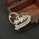 Maxbell Luxury Rhinestone Love Heart Charms Brooches Pins Jewelry Silver Tone Decorations