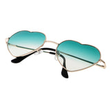 Gold Rim Love Heart Shape Outdoor Sunglasses Gradient Lens Green