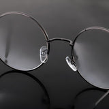 Vintage Women Men Metal Frame Clear Lens Round Circle Eye Glasses Grey