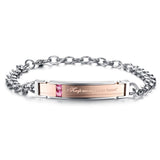 Max Maxb "Keep me in your heart"316L Stainless Steel Couple Bracelet Bangle Rose Gold