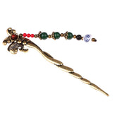 Ancient Chinese Fish Beaded Tassel Pendant Hair Stick Antique Hair Jewelry