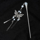 Women Lady Retro Vintage Hair Stick Silver Butterfly Tassel Headwear Hair Accessory