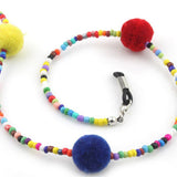 Colorful Plush Ball Beads Eye Glass Chains Sunglasses Eyeglass Necklace Cord Outdoor Activities Lady Fashion Accessory