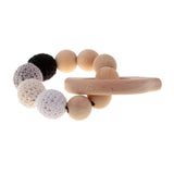 Maxbell 2 Pieces Wood Crochet Beads Bird Bracelet Ring Teether Baby Grasping Toy