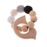 Maxbell Dummy Organic Wood Crochet Round Beads Cute Bird Bracelet Teether Baby Grasping Eye Hand Coordinations Nursing Toy