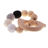 Maxbell Dummy Organic Wood Crochet Round Beads Cute Bird Bracelet Teether Baby Grasping Eye Hand Coordinations Nursing Toy