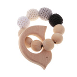Maxbell Dummy Organic Wood Crochet Round Beads Cute Bird Bracelet Teether Baby Grasping Eye Hand Coordinations Nursing Toy