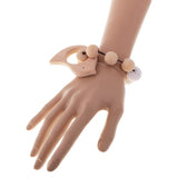 Maxbell Dummy Organic Wood Crochet Round Beads Cute Bird Bracelet Teether Baby Grasping Eye Hand Coordinations Nursing Toy