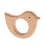 Maxbell Set of 4pc Wooden Teethers Handmade Wooden Bird Cat Teether Teethers Beech Wood Pendant
