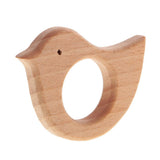 Maxbell Set of 4pc Wooden Teethers Handmade Wooden Bird Cat Teether Teethers Beech Wood Pendant