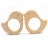 Maxbell Set of 4pc Wooden Teethers Handmade Wooden Bird Cat Teether Teethers Beech Wood Pendant