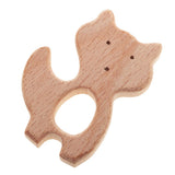 Maxbell 2 Pieces Fox Dinosaur Shape Natural Wooden Baby Teether Teething Toy Gifts