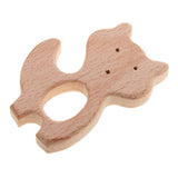Maxbell 2 Pieces Fox Dinosaur Shape Natural Wooden Baby Teether Teething Toy Gifts