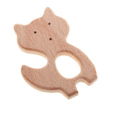 Maxbell 2 Pieces Fox Dinosaur Shape Natural Wooden Baby Teether Teething Toy Gifts